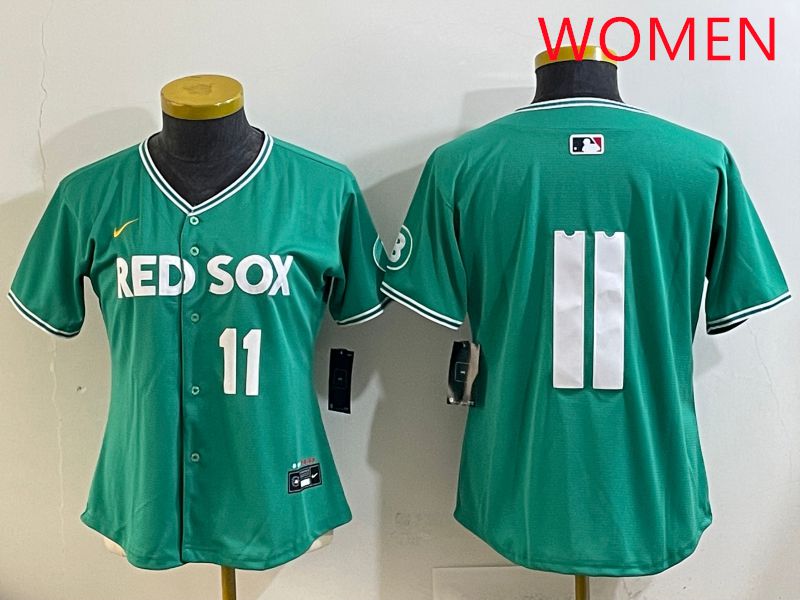 Women Boston Red Sox #11 No Name Green Joint Name Nike 2025 MLB Jersey style 4